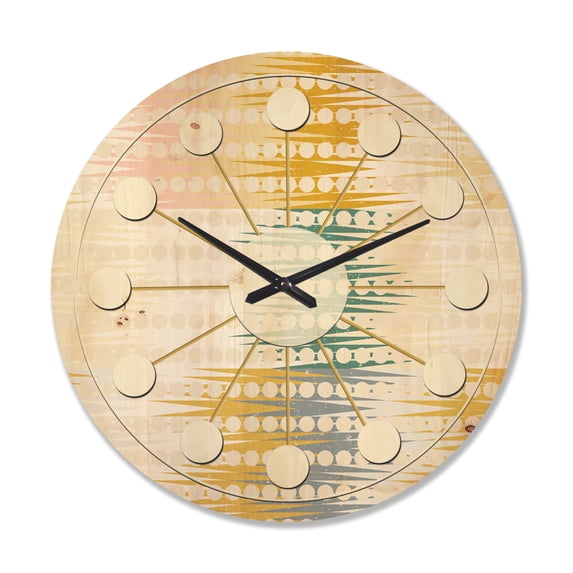 Designart 'Abstract Retro Design VIII' Mid-Century Modern Wood Wall Clock