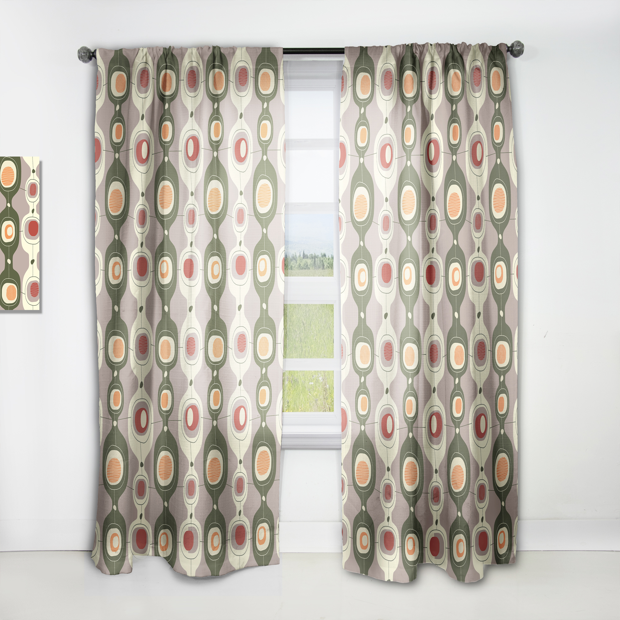 Designart 'Abstract Retro Design X' Mid-Century Modern Curtain Panel