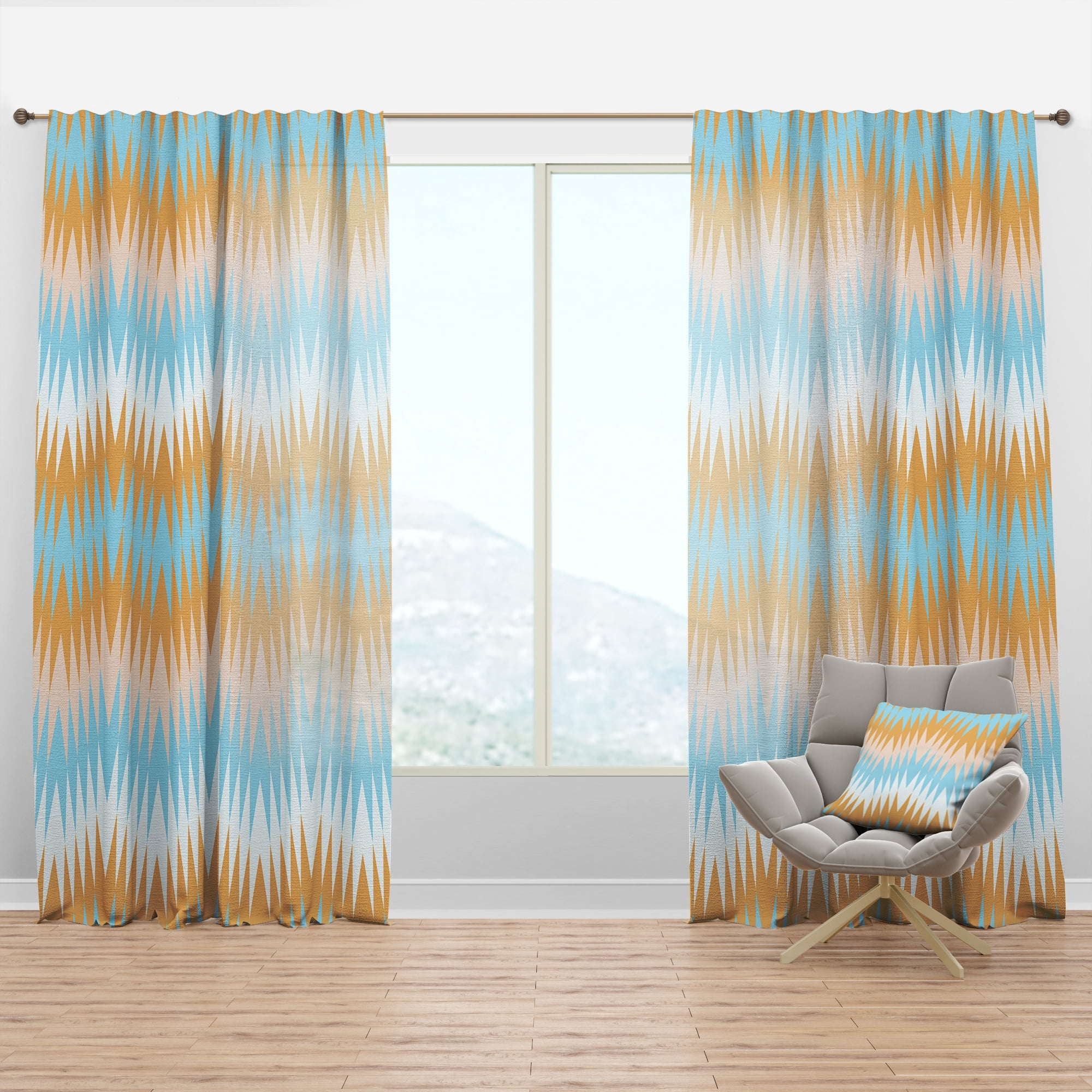 Designart 'Abstract Retro Design XI' Mid-Century Modern Curtain Panel