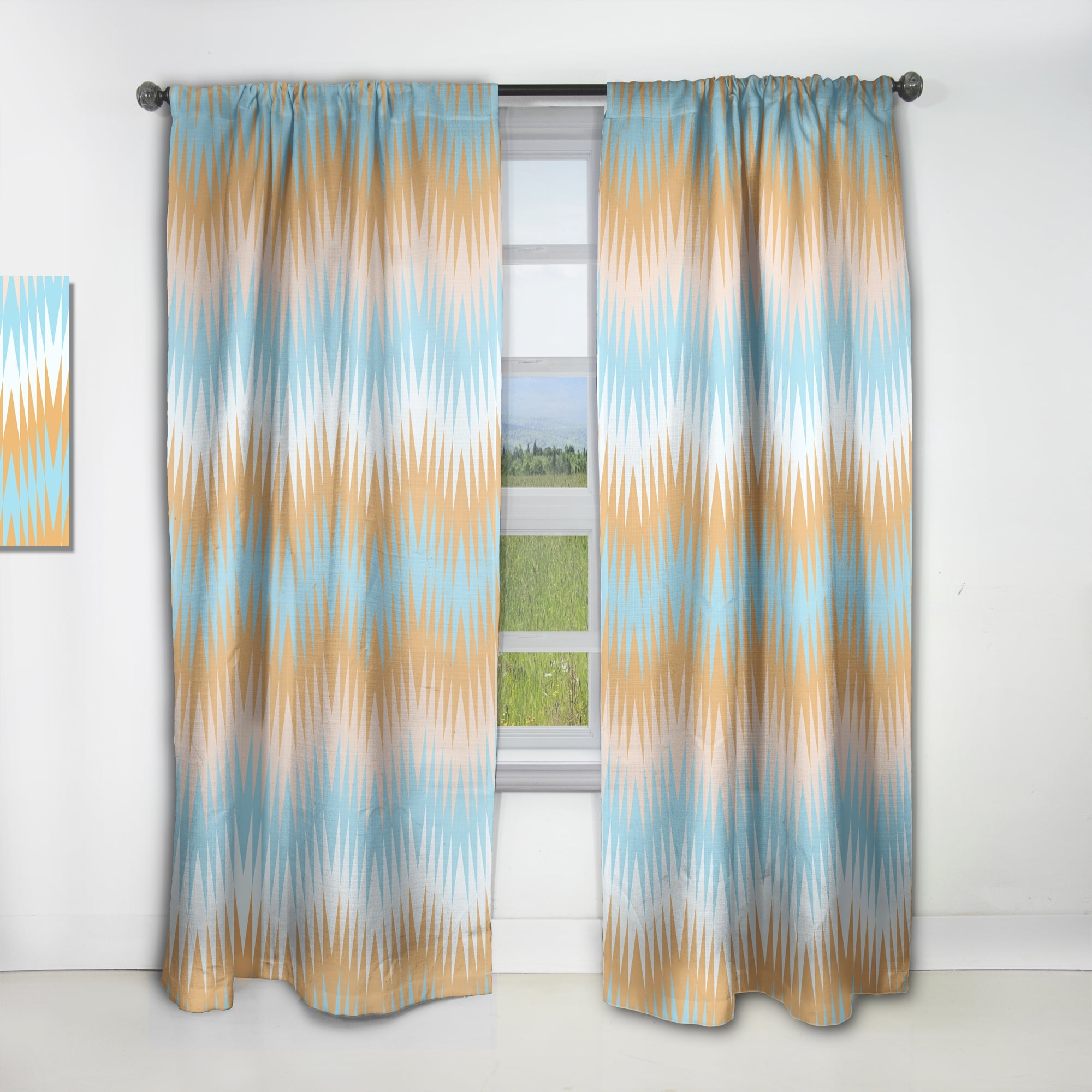 Designart 'Abstract Retro Design XI' Mid-Century Modern Curtain Panel