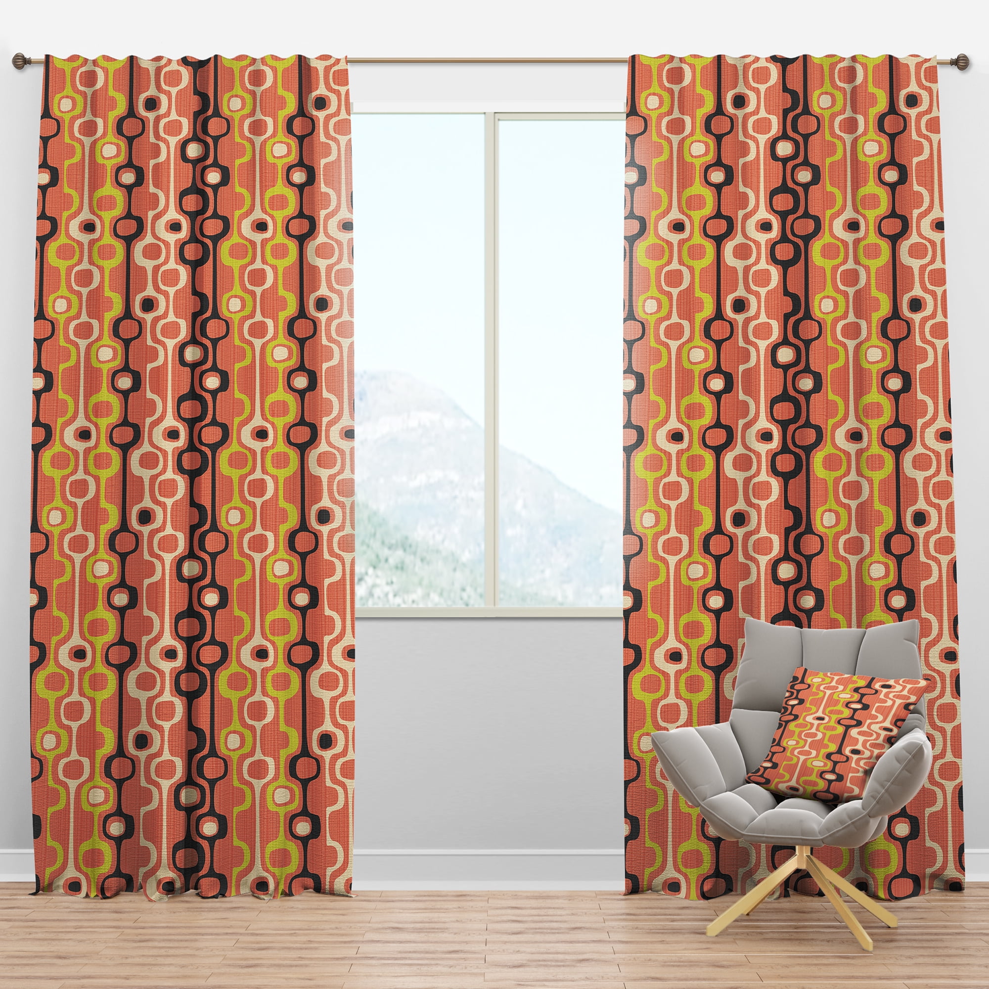 Designart 'Abstract Retro Design XIII' Mid-Century Modern Blackout Curtain Panel