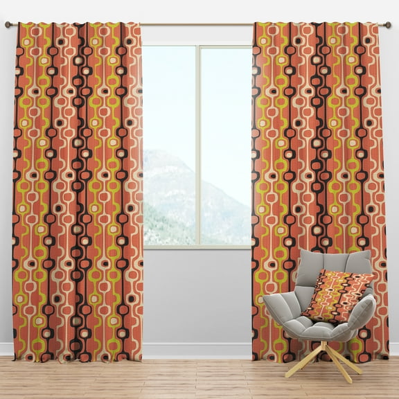 Designart 'Abstract Retro Design XIII' Mid-Century Modern Blackout Curtain Panel