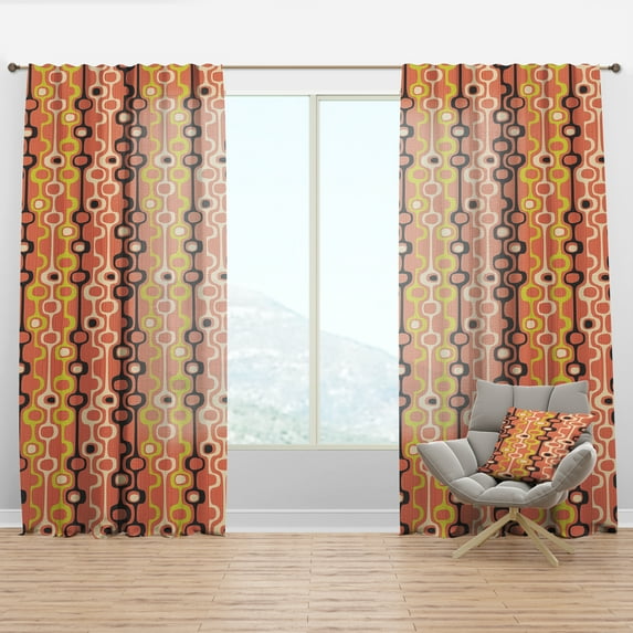 Designart 'Abstract Retro Design XIII' Mid-Century Modern Curtain Panel