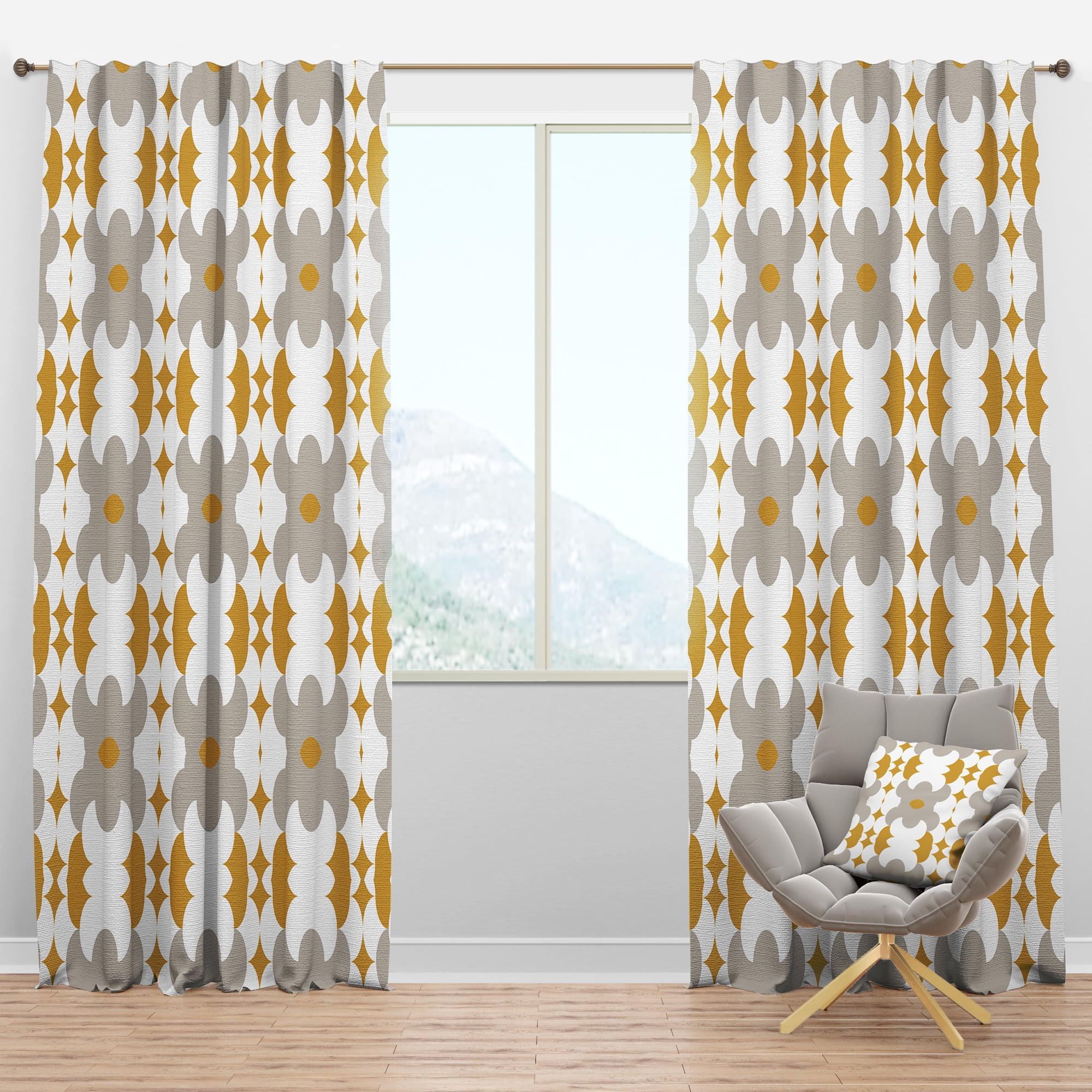 Designart 'Abstract Retro Design XIX' Mid-Century Modern Blackout Curtain Panel