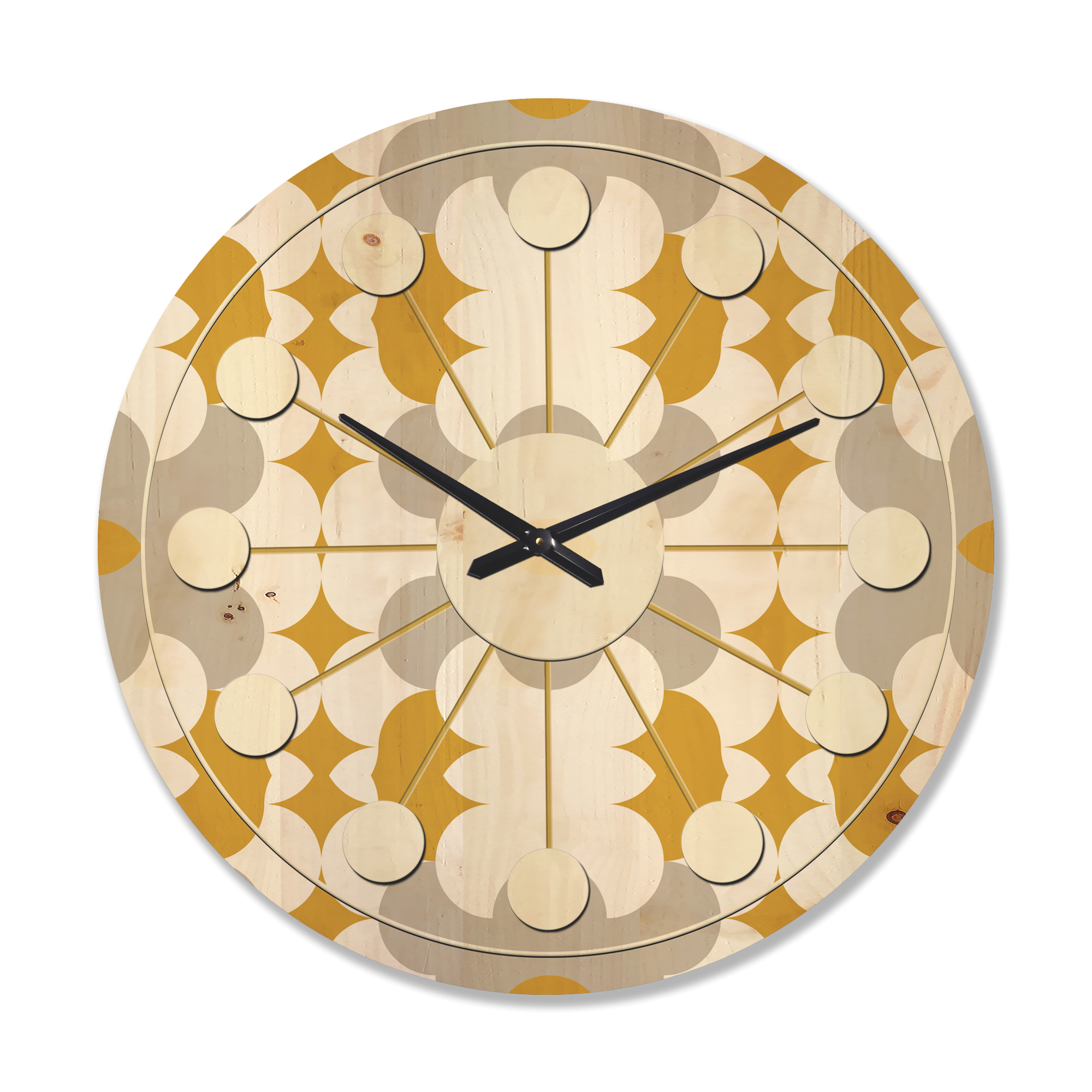 Designart 'Abstract Retro Design XIX' Mid-Century Modern Wood Wall Clock