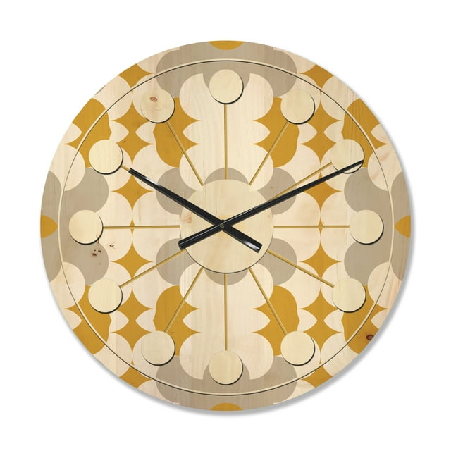 Designart 'Abstract Retro Design XIX' Mid-Century Modern Wood Wall Clock