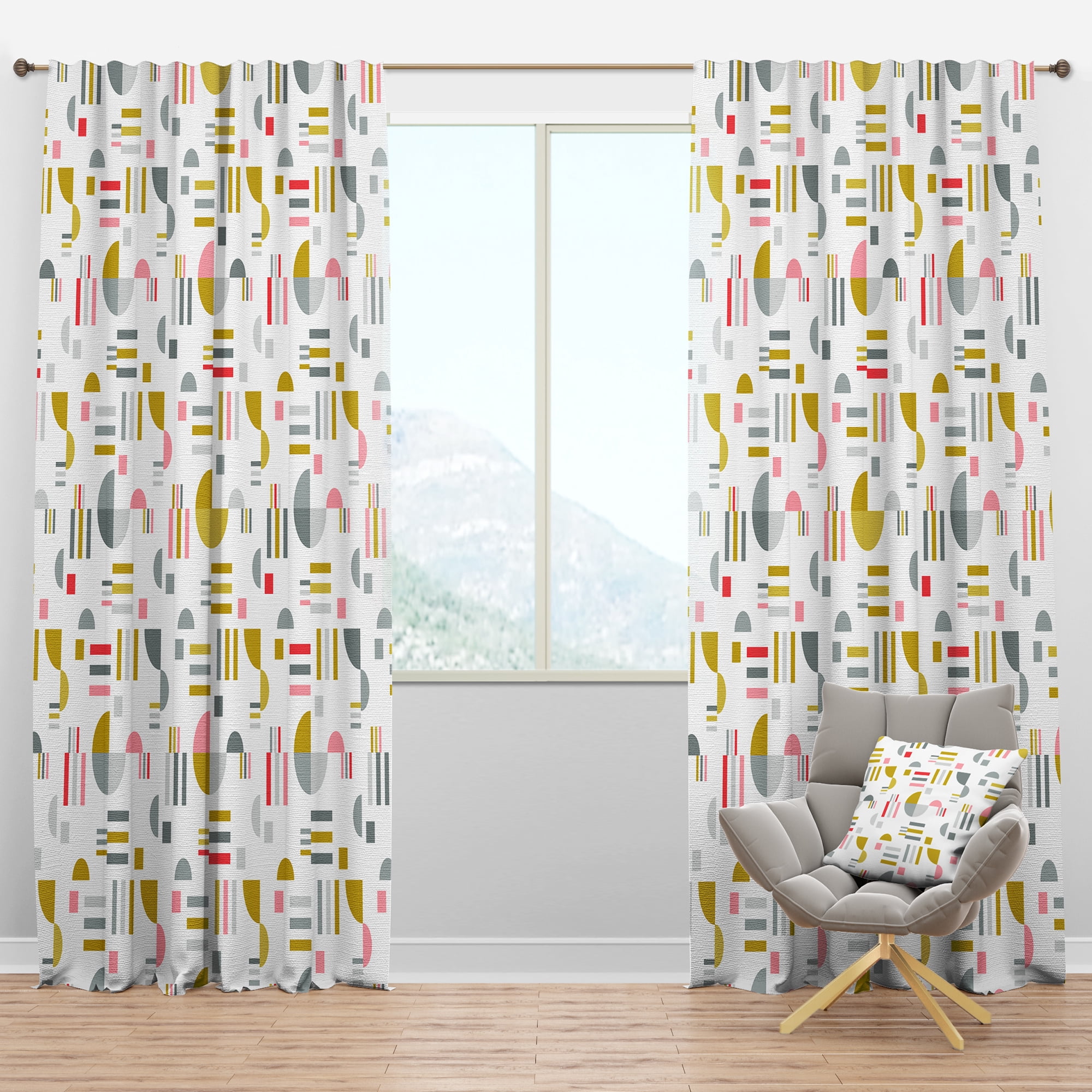 Designart 'Abstract Retro Design XVI' Mid-Century Modern Blackout Curtain Panel