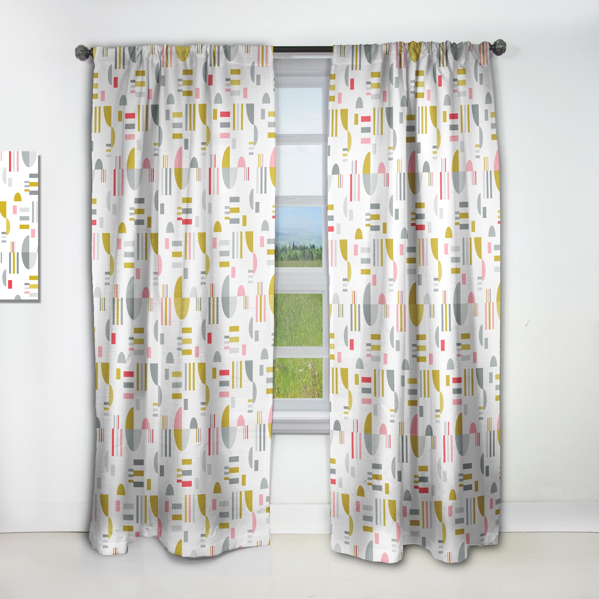 Designart 'Abstract Retro Design XVI' Mid-Century Modern Curtain Panel