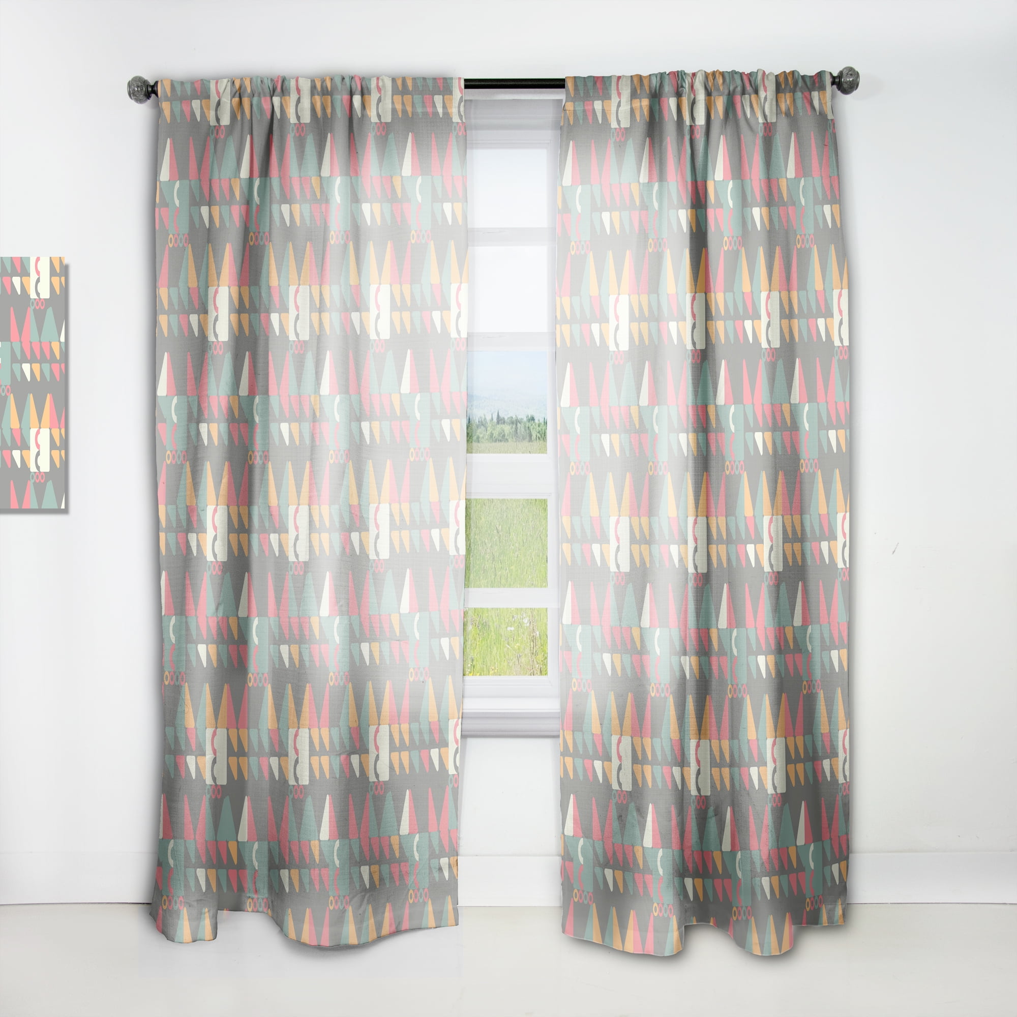 Designart 'Abstract Retro Design XVII' Mid-Century Modern Curtain Panel