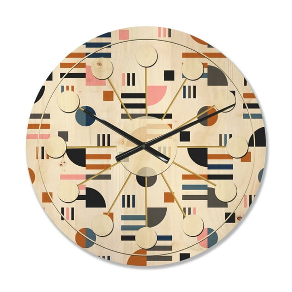 Designart 'Abstract Retro Design XVIII' Mid-Century Modern Wood Wall Clock