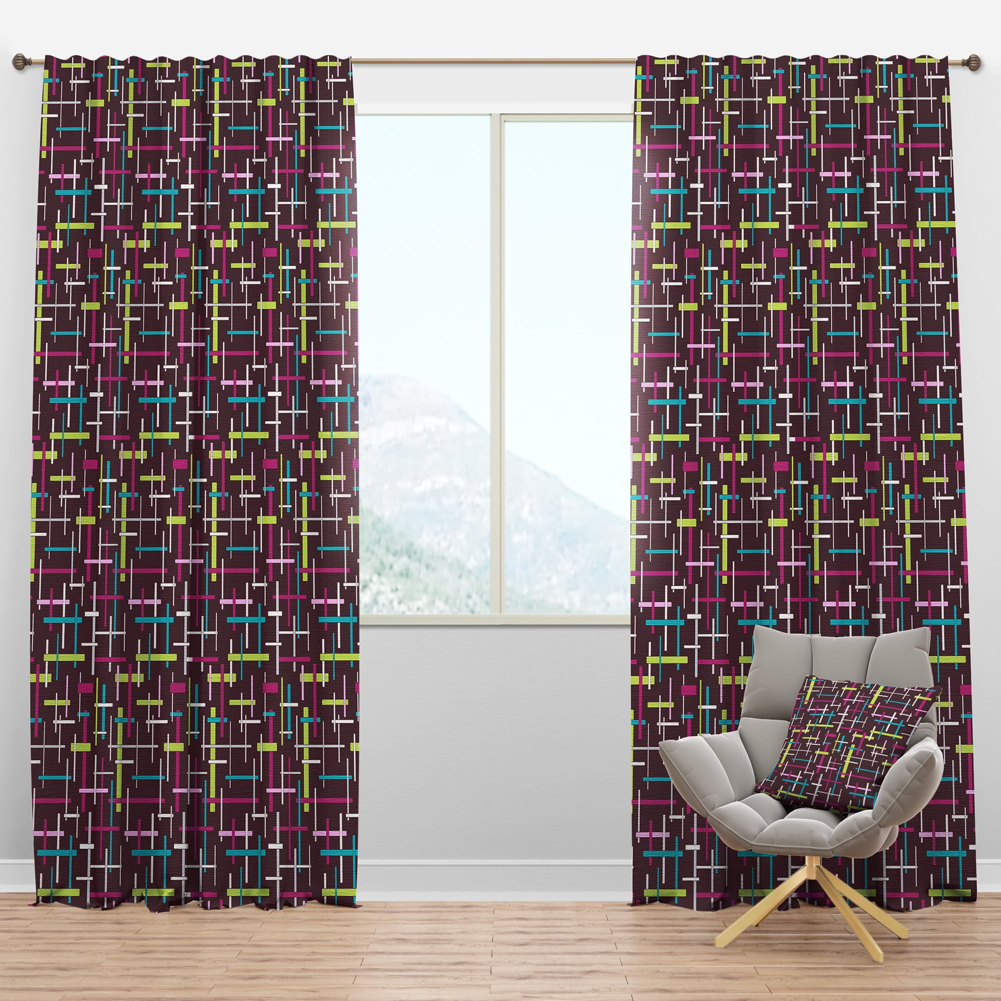 Designart 'Abstract Retro Design XX' Mid-Century Modern Blackout Curtain Panel