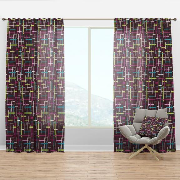 Designart 'Abstract Retro Design XX' Mid-Century Modern Curtain Panel