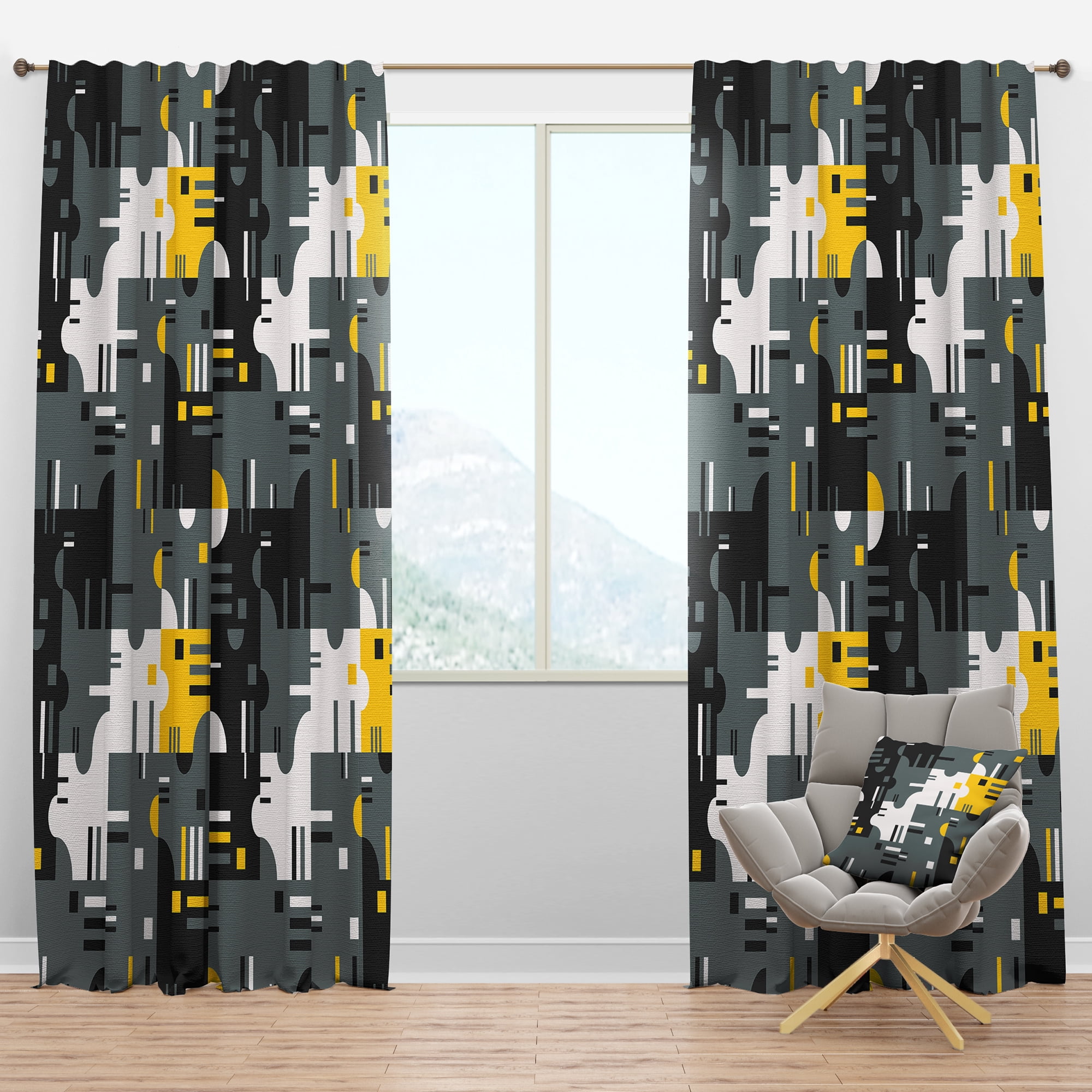 Designart 'Abstract Retro Design XXI' Mid-Century Modern Blackout Curtain Panel