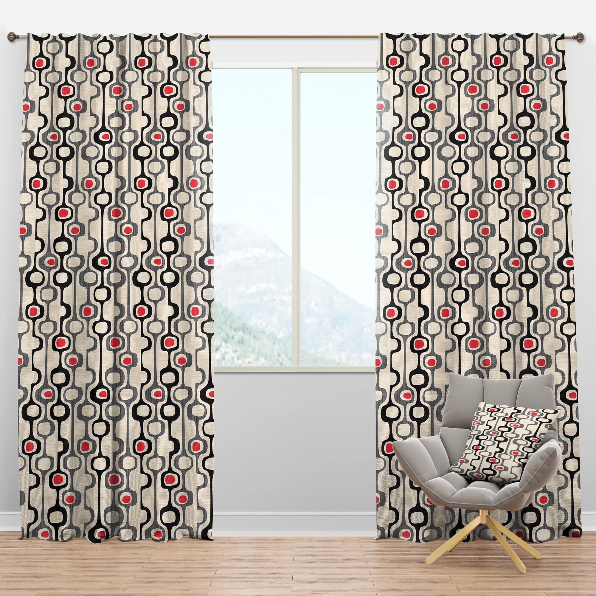 Designart 'Abstract Retro Design XXII' Mid-Century Modern Blackout Curtain Panel