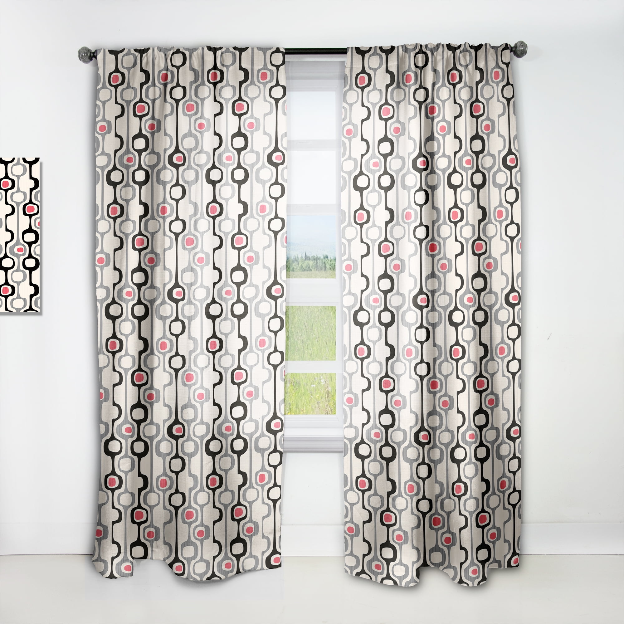 Designart 'Abstract Retro Design XXII' Mid-Century Modern Curtain Panel