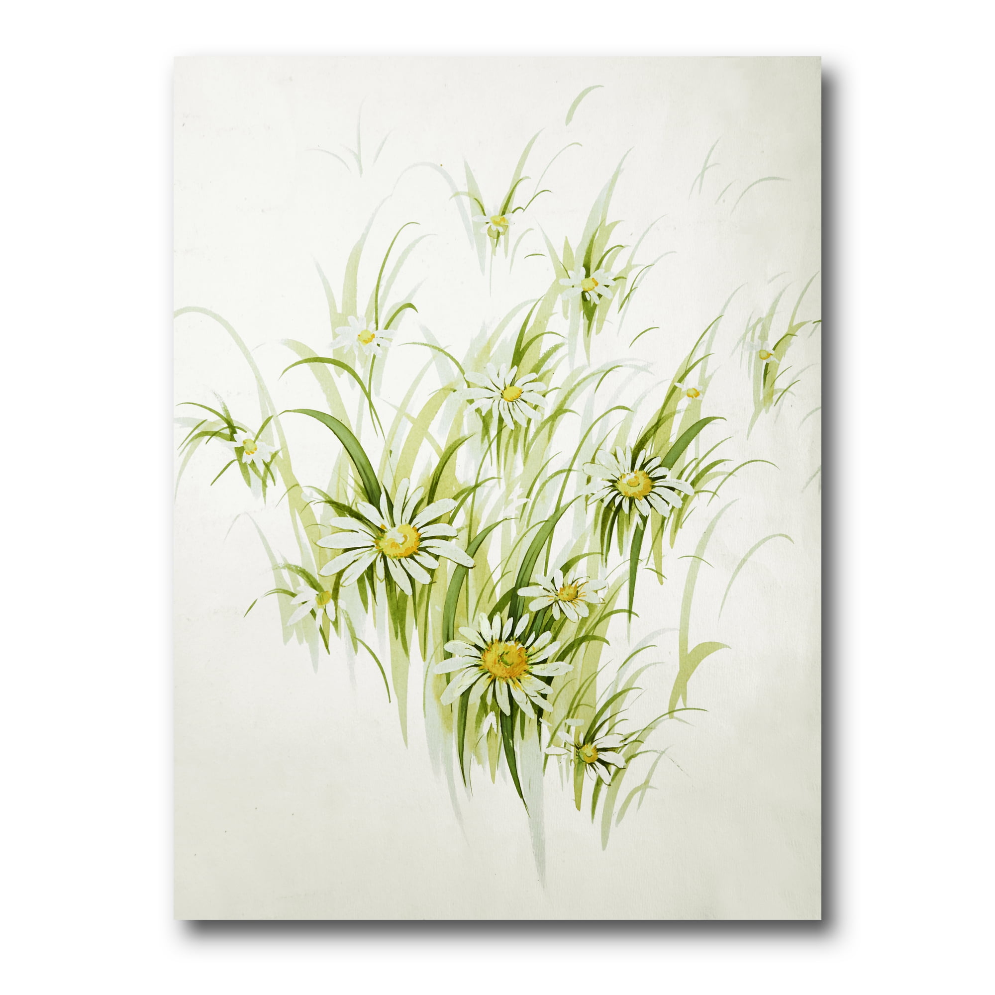 Designart ' Abstract Retro Drawing of Flowers I ' Vintage Canvas Wall Art Print
