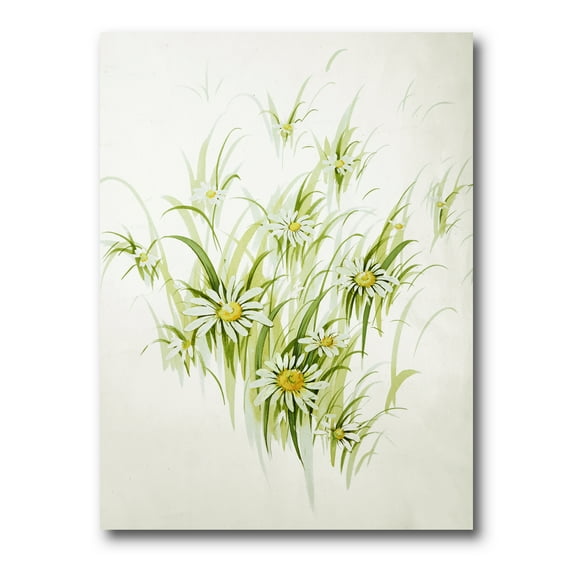 Designart ' Abstract Retro Drawing of Flowers I ' Vintage Canvas Wall Art Print