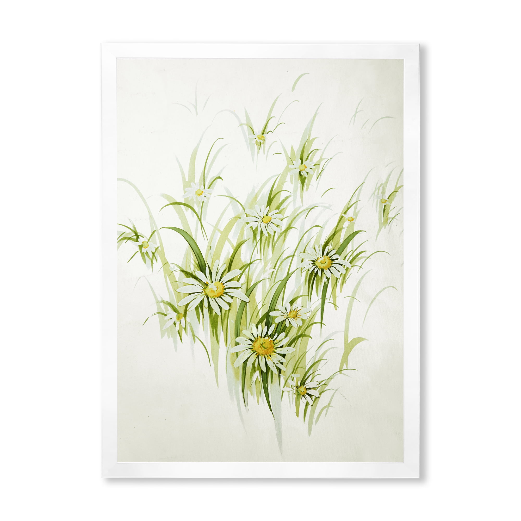 Designart 'Abstract Retro Drawing of Flowers I' Vintage Framed Art Print