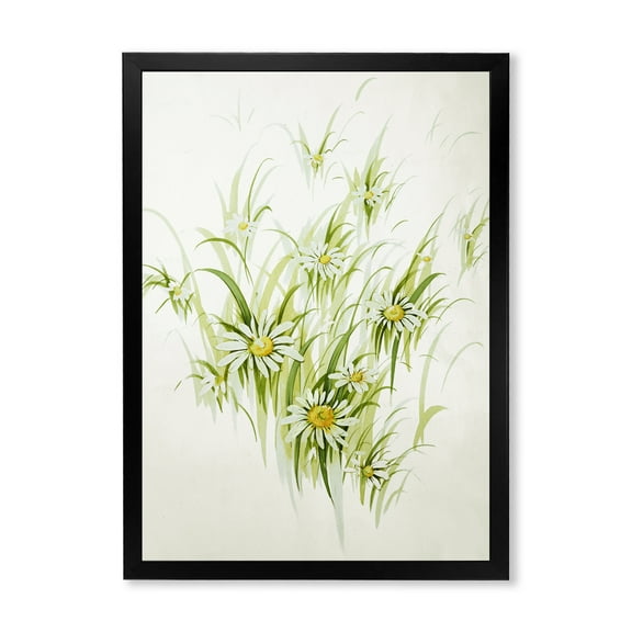 Designart 'Abstract Retro Drawing of Flowers I' Vintage Framed Art Print