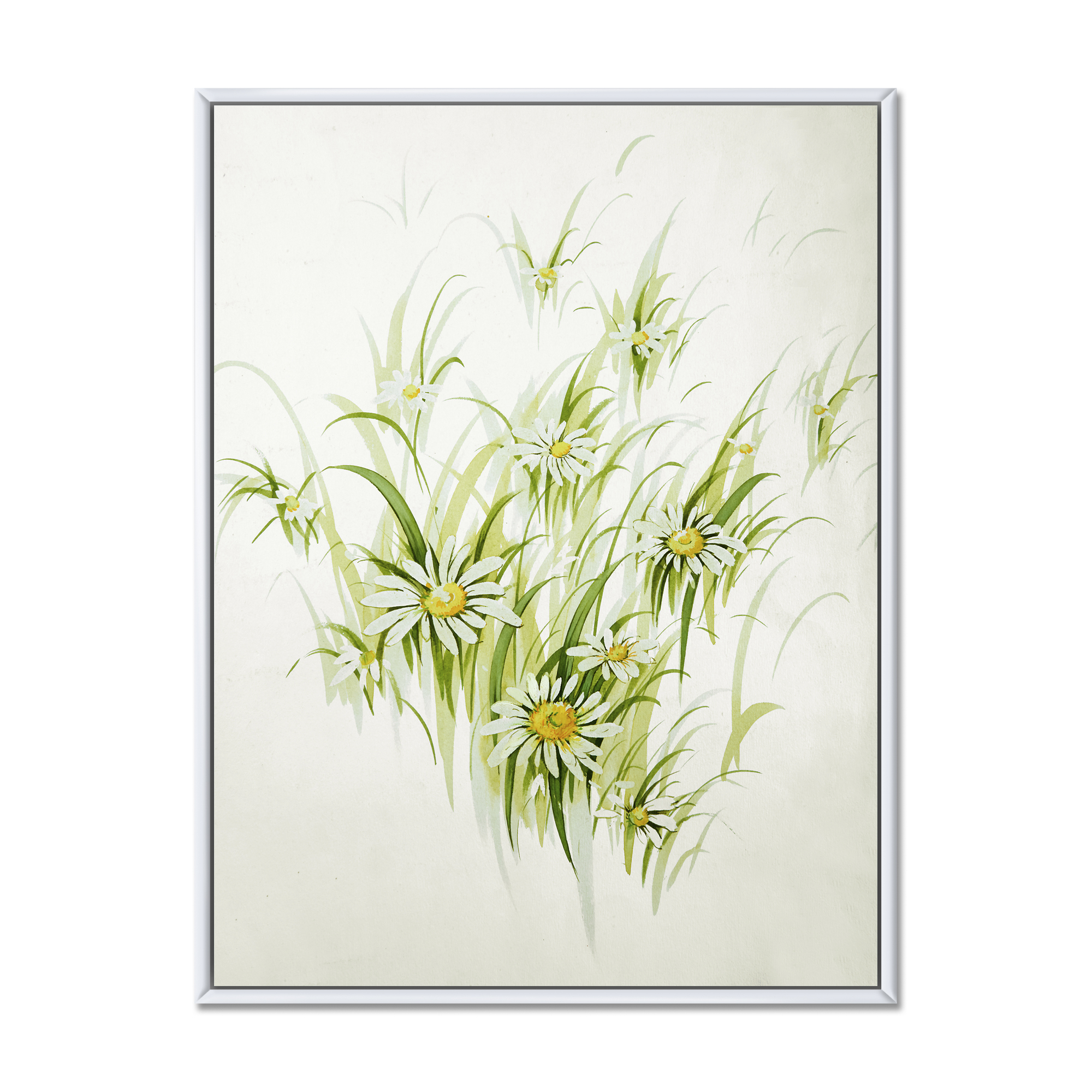 Designart 'Abstract Retro Drawing of Flowers I' Vintage Framed Canvas Wall Art Print