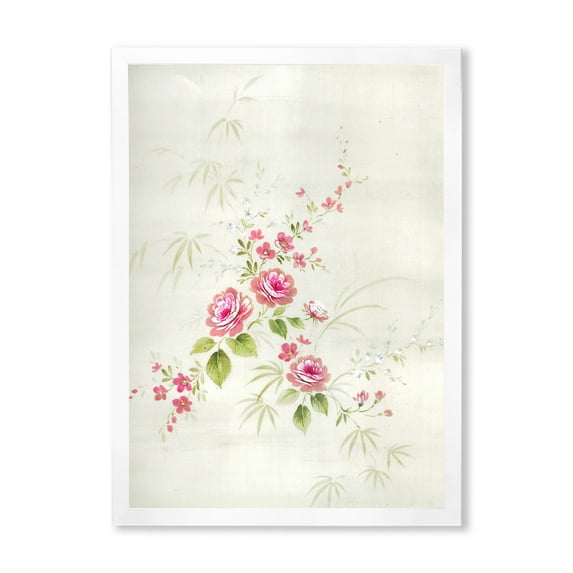 Designart 'Abstract Retro Drawing of Flowers II' Vintage Framed Art Print