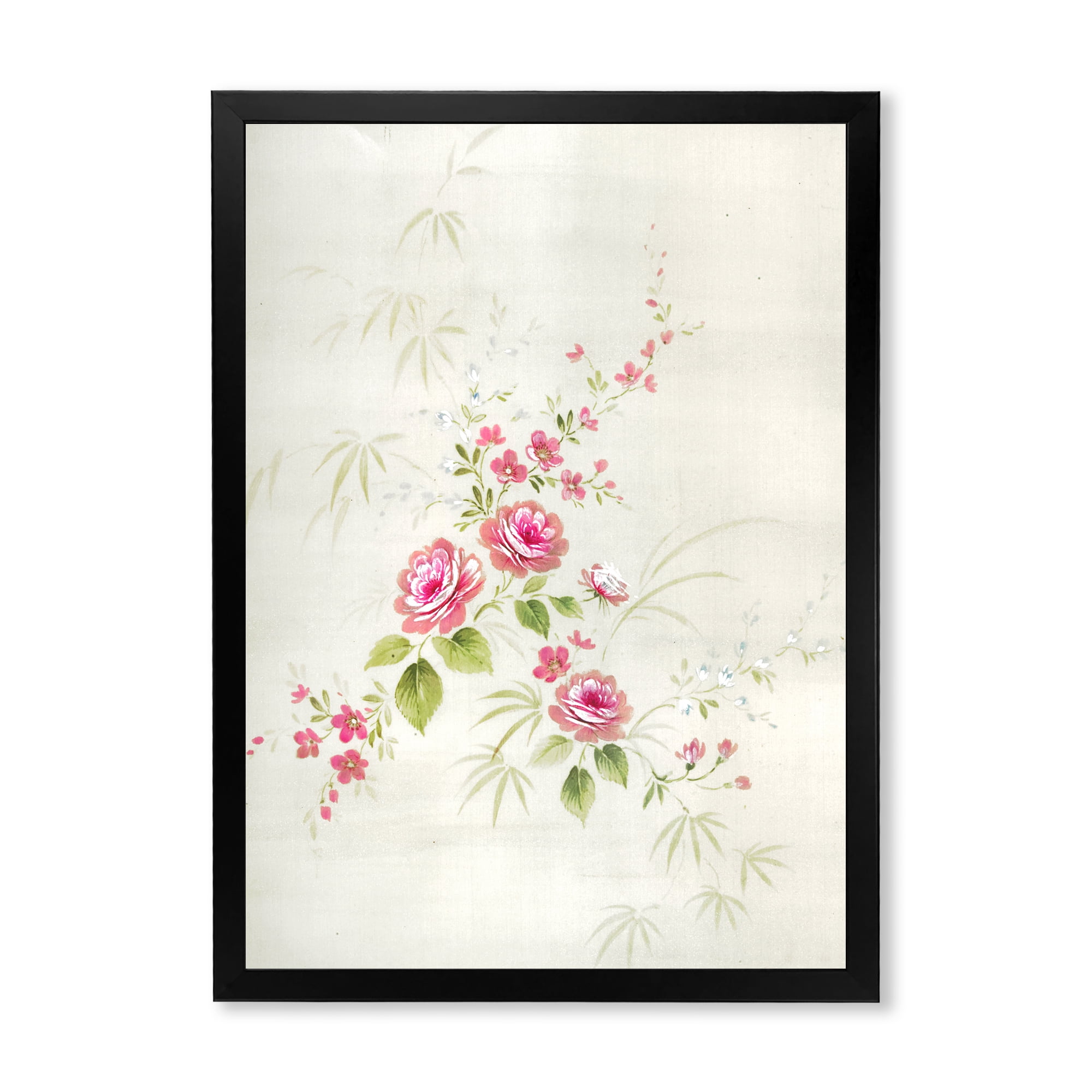 Designart 'Abstract Retro Drawing of Flowers II' Vintage Framed Art Print