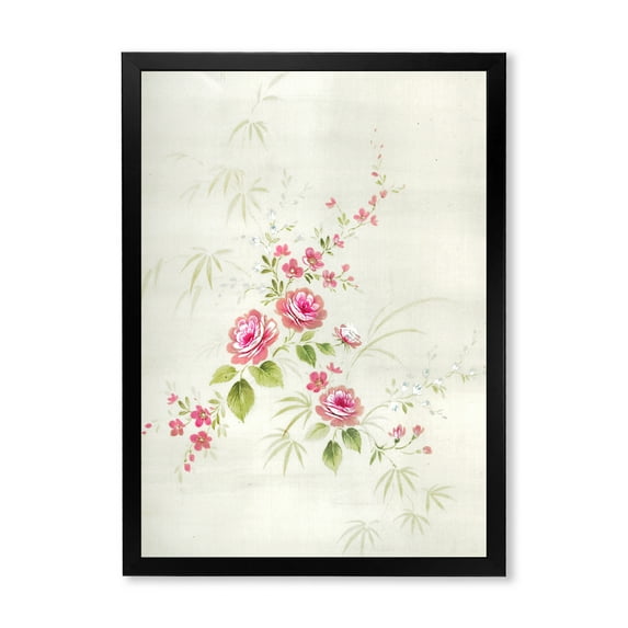 Designart 'Abstract Retro Drawing of Flowers II' Vintage Framed Art Print