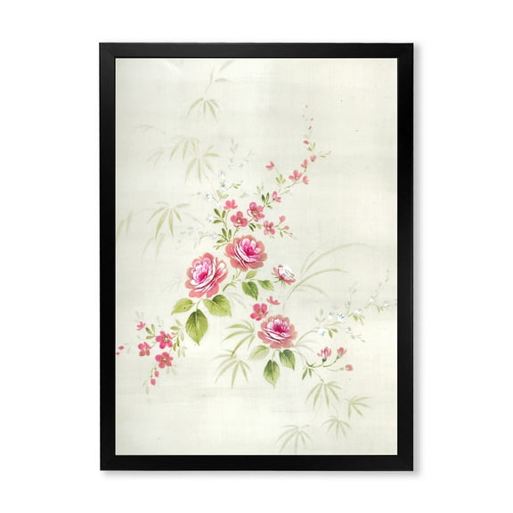 Designart 'Abstract Retro Drawing of Flowers II' Vintage Framed Art Print