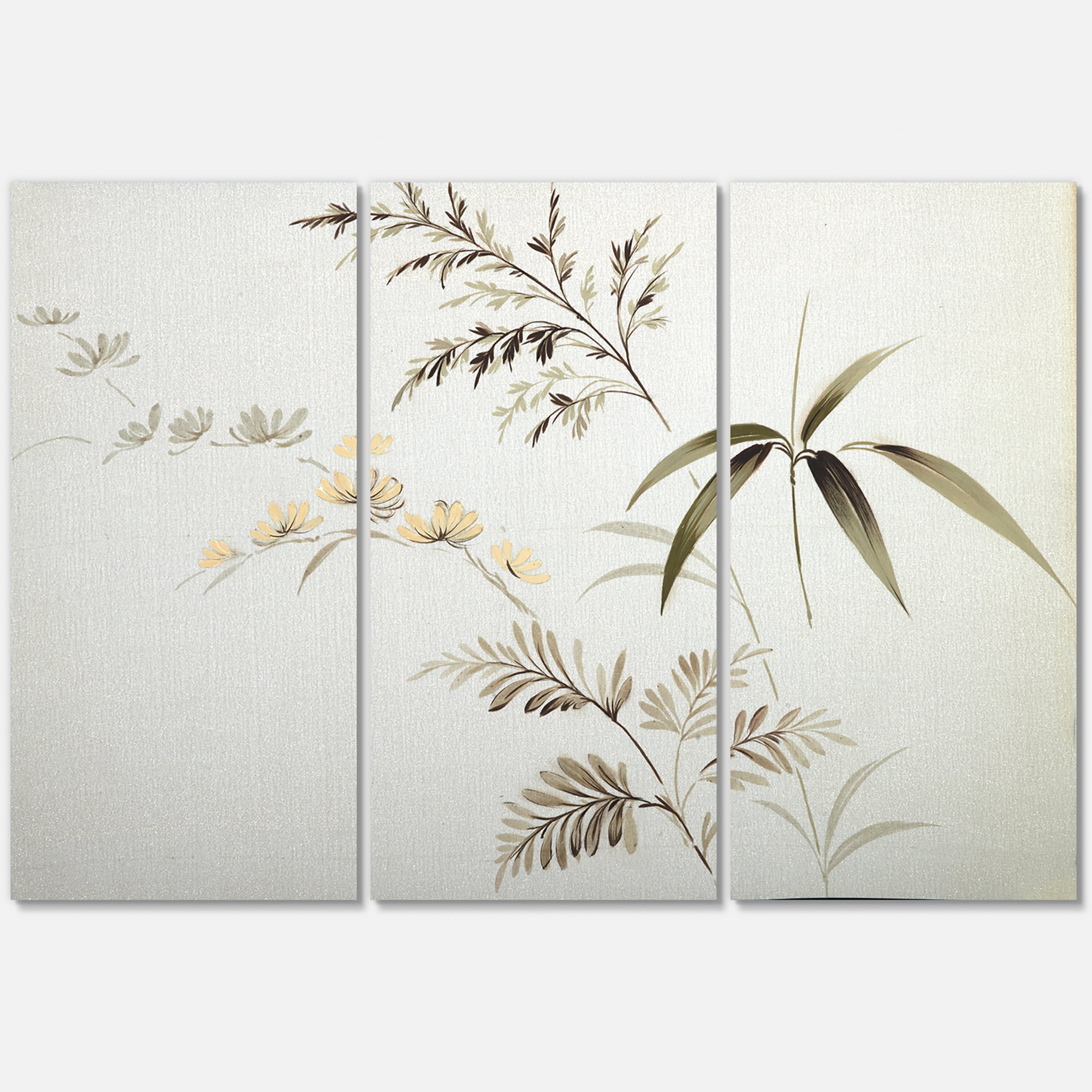 Designart ' Abstract Retro Drawing of Flowers III ' Vintage Canvas Wall Art Print