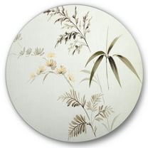 Designart 'Abstract Retro Drawing of Flowers III' Vintage Circle Metal Wall Art 36x36 - Disc of 36