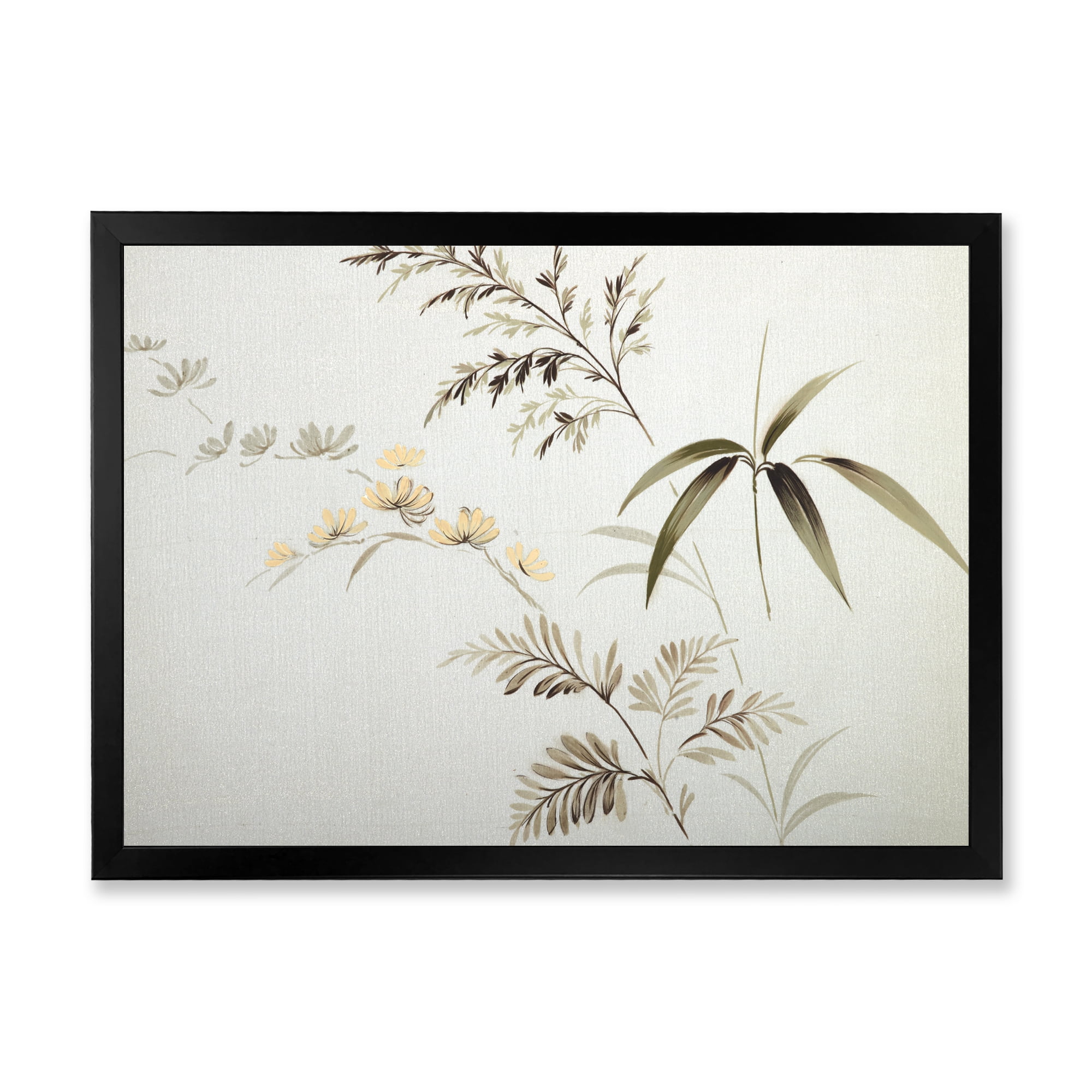 Designart 'Abstract Retro Drawing of Flowers III' Vintage Framed Art Print