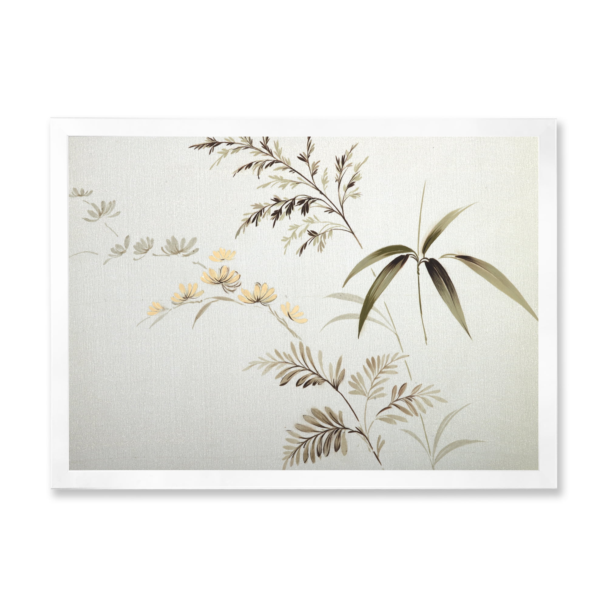 Designart 'Abstract Retro Drawing of Flowers III' Vintage Framed Art Print