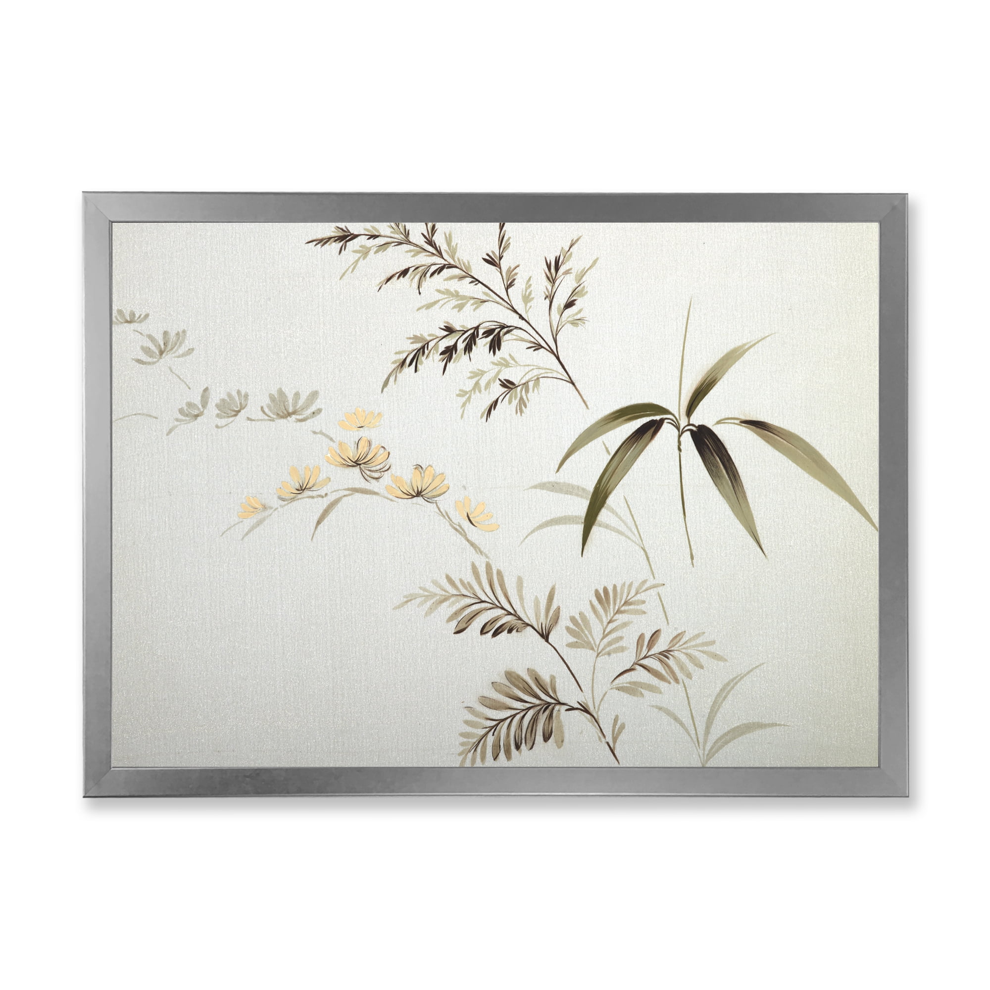 Designart 'Abstract Retro Drawing of Flowers III' Vintage Framed Art Print