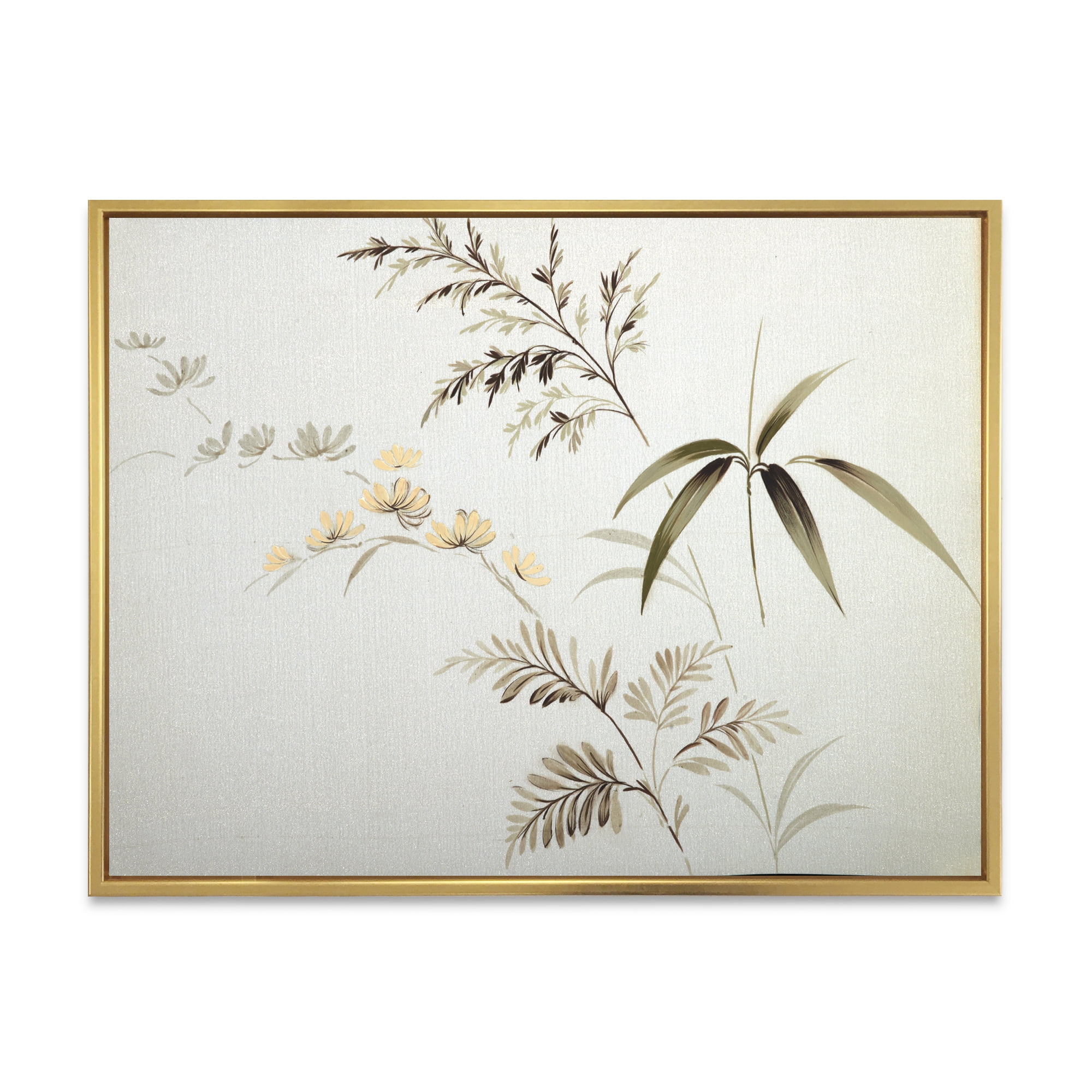 Designart 'Abstract Retro Drawing of Flowers III' Vintage Framed Canvas Wall Art Print