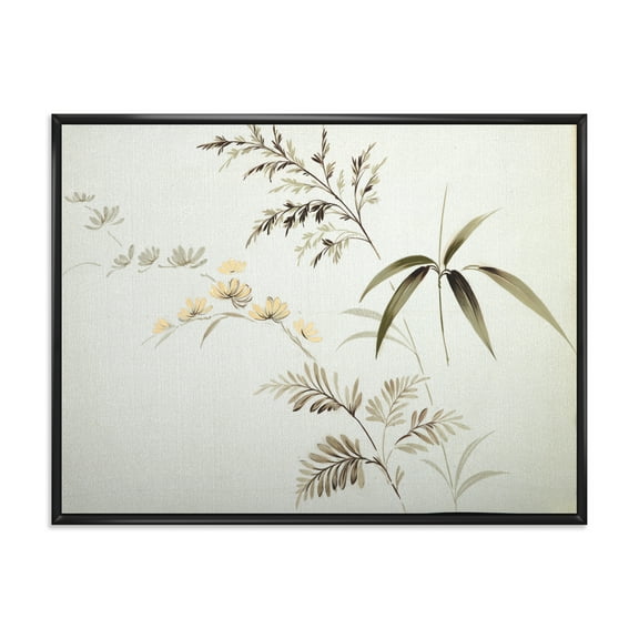 Designart 'Abstract Retro Drawing of Flowers III' Vintage Framed Canvas Wall Art Print