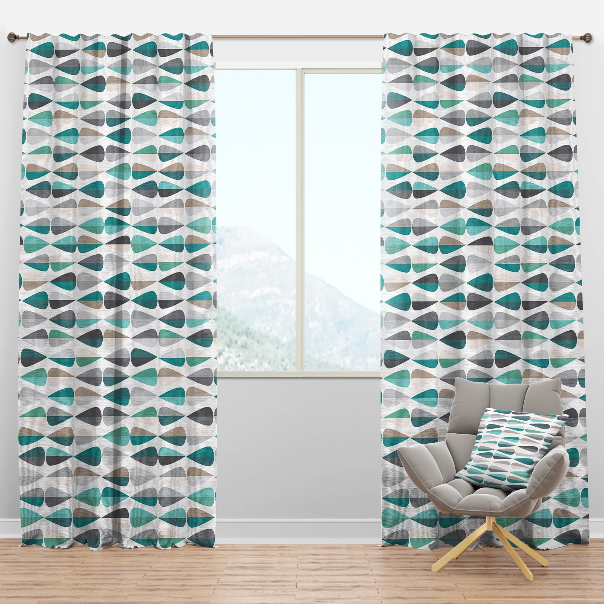 Designart 'Abstract Retro Drops III' Mid-Century Modern Blackout Curtain Panel