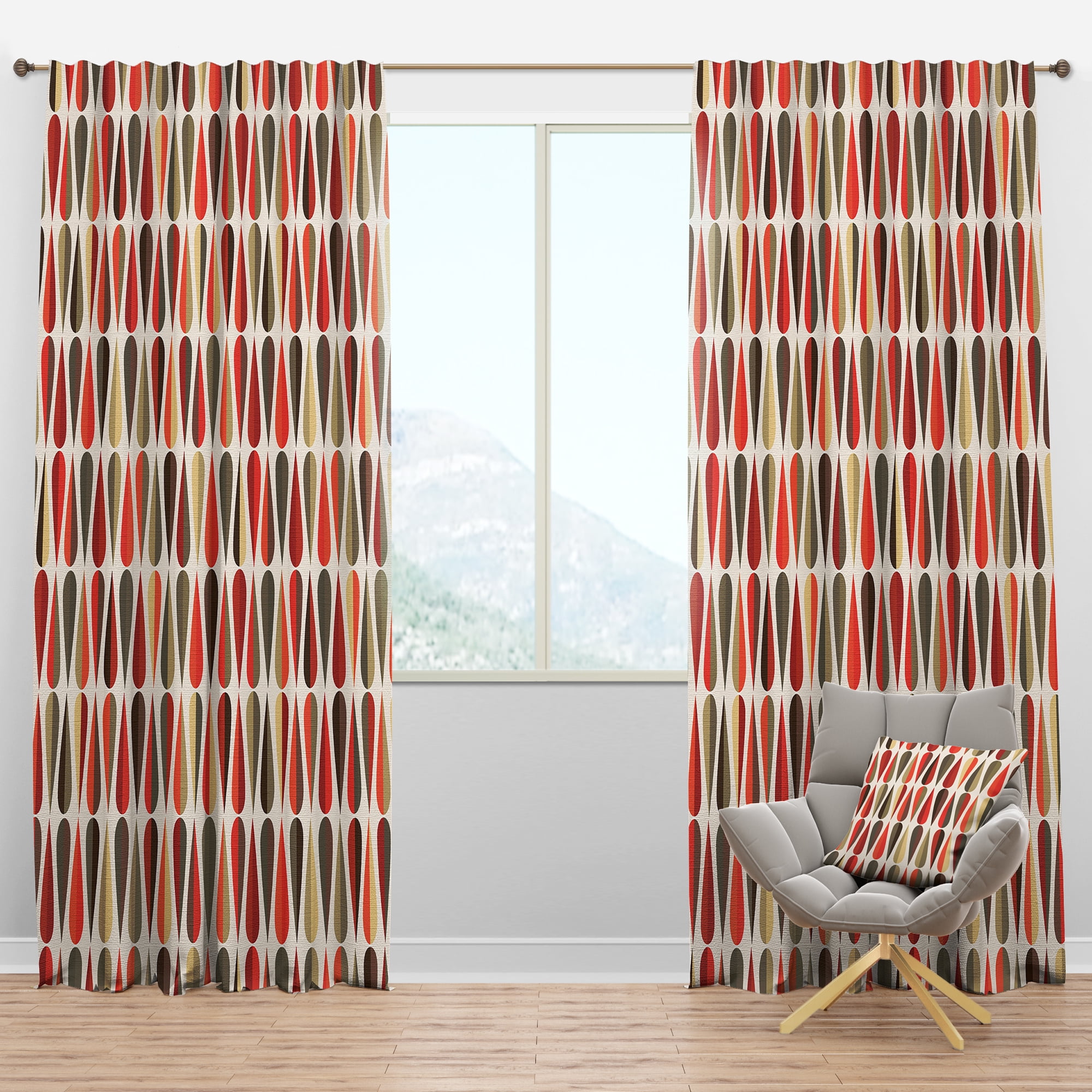 Designart 'Abstract Retro Drops IV' Mid-Century Modern Blackout Curtain Panel