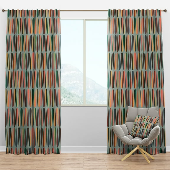 Designart 'Abstract Retro Drops IX' Mid-Century Modern Blackout Curtain Panel