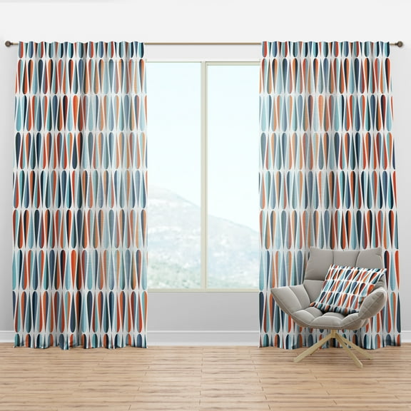 Designart 'Abstract Retro Drops V' Mid-Century Modern Curtain Panel