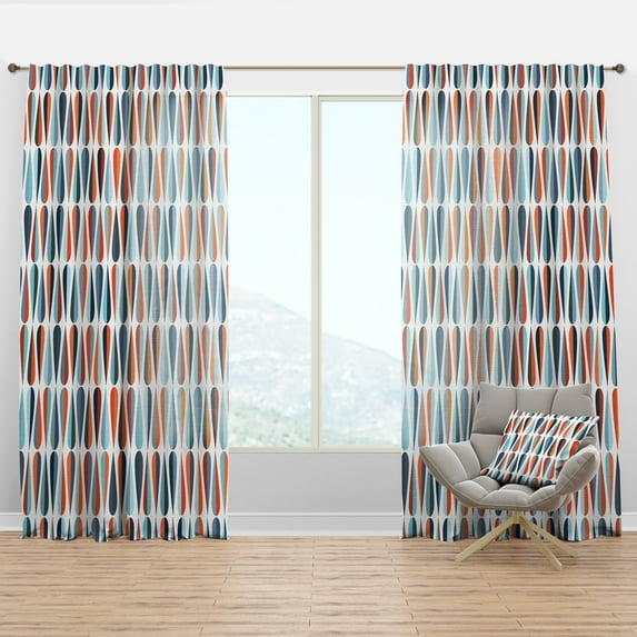 Designart 'Abstract Retro Drops V' Mid-Century Modern Curtain Panel