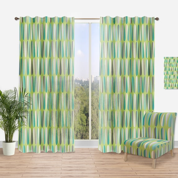Designart 'Abstract Retro Drops VI' Mid-Century Modern Curtain Panel