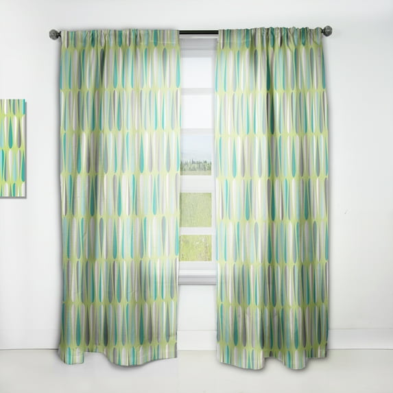 Designart 'Abstract Retro Drops VI' Mid-Century Modern Curtain Panel
