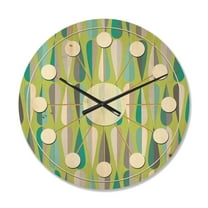 Designart 'Abstract Retro Drops VI' Mid-Century Modern Wood Wall Clock