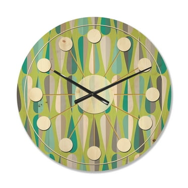 Designart 'Abstract Retro Drops VI' Mid-Century Modern Wood Wall Clock