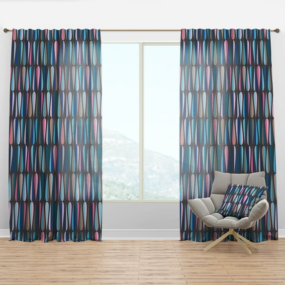 Designart 'Abstract Retro Drops VIII' Mid-Century Modern Curtain Panel
