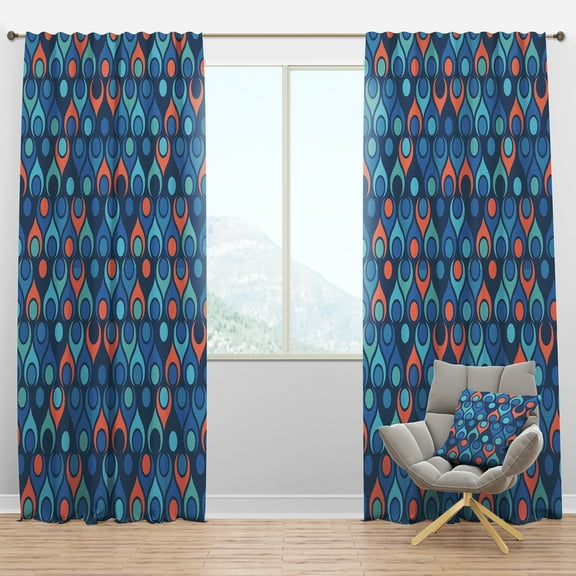 Designart 'Abstract Retro Drops X' Mid-Century Modern Blackout Curtain Panel