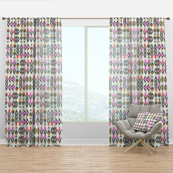 Designart 'Abstract Retro Floral Design XI' Mid-Century Modern Curtain Panel