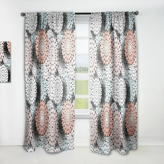 Designart 'Abstract Retro Flower Design I' Mid-Century Modern Curtain Panel