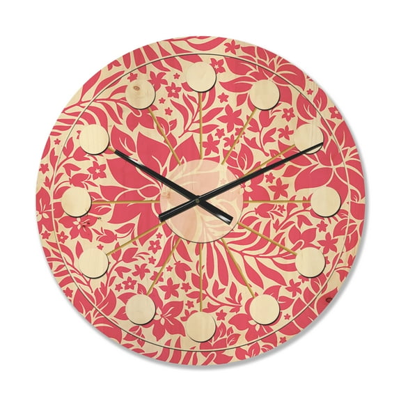Designart 'Abstract Retro Flower Design II' Mid-Century Modern Wood Wall Clock