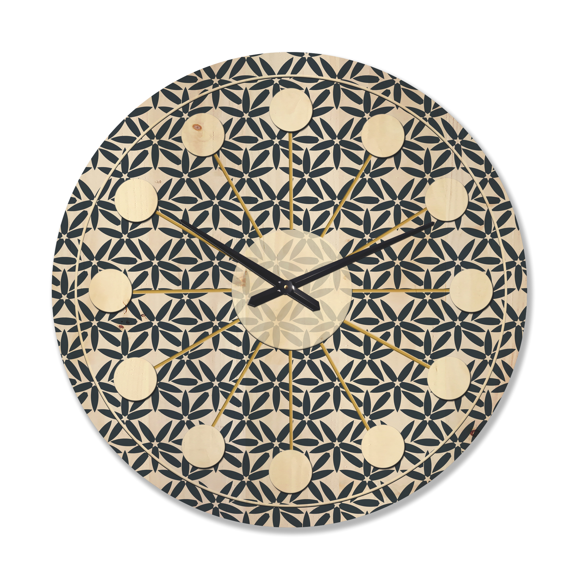 Designart 'Abstract Retro Flower Design IV' Mid-Century Modern Wood Wall Clock